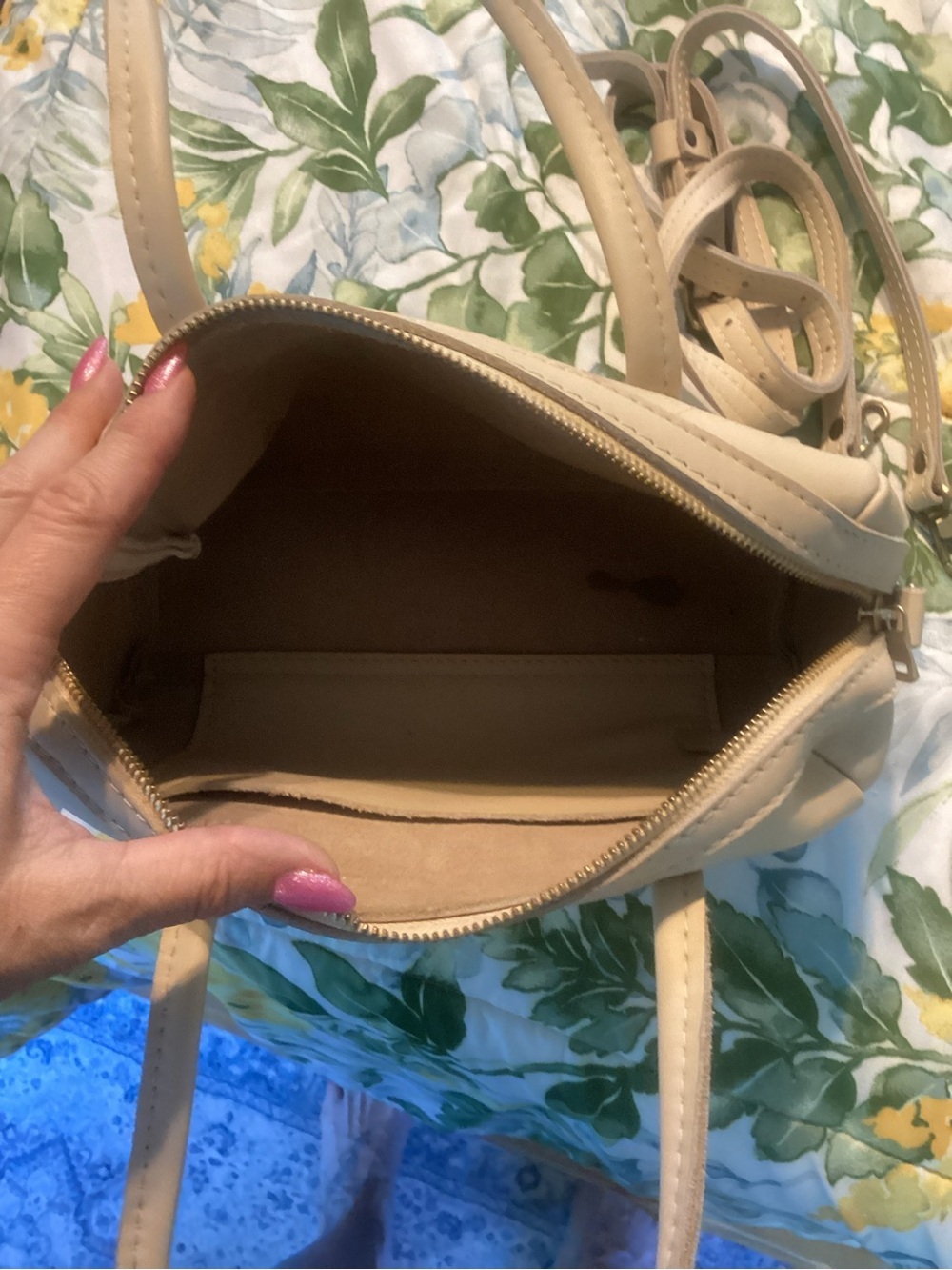 Portland Leather Cream Mini Bowler Satchel Crossbody Bag - Picture 7 of 9